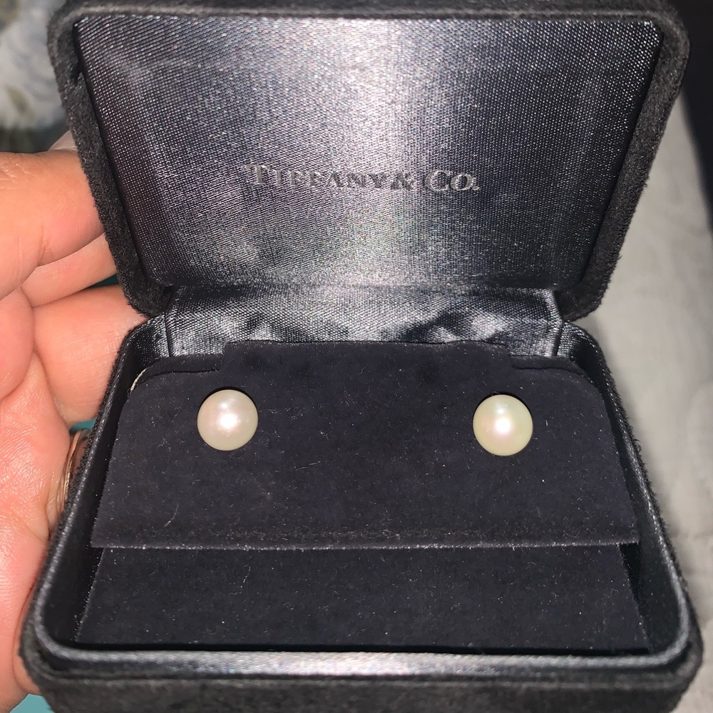 Tiffany & Co. pearl earrings.